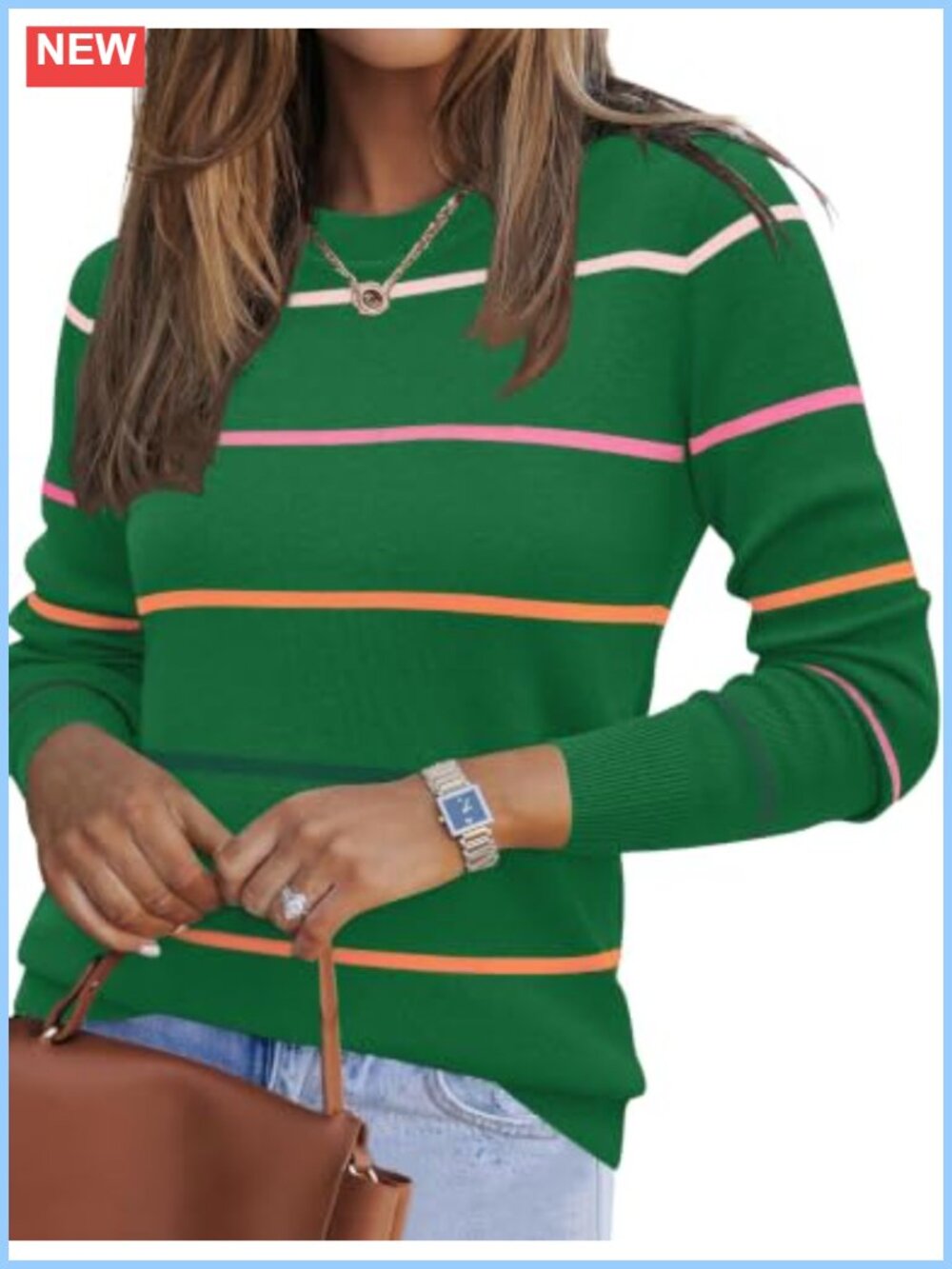 Women's Long Sleeve Knit Pullover Sweater Lightweight Crewneck Top